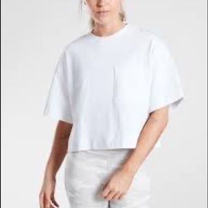 Pale blue classic cotton crop tee